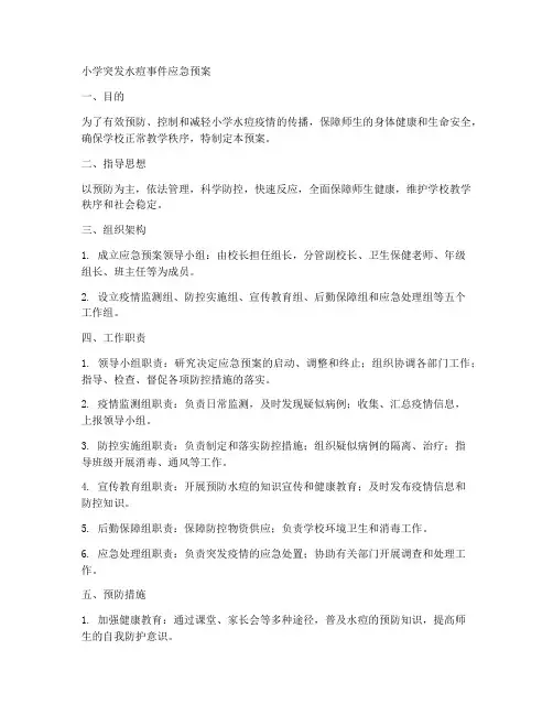 小学突发水痘事件应急预案