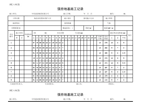 强夯施工记录(表C.4.6.21 强夯地基施工记录)