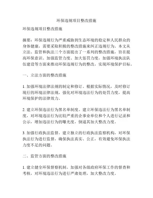 环保违规项目整改措施