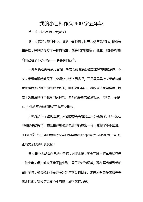 我的小目标作文400字五年级