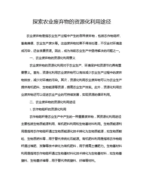 探索农业废弃物的资源化利用途径