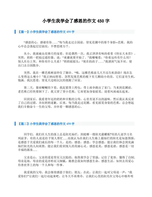 小学生我学会了感恩的作文450字