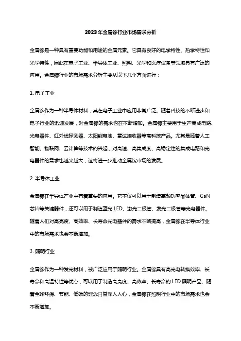 2023年金属镓行业市场需求分析