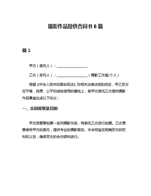 摄影作品提供合同书6篇