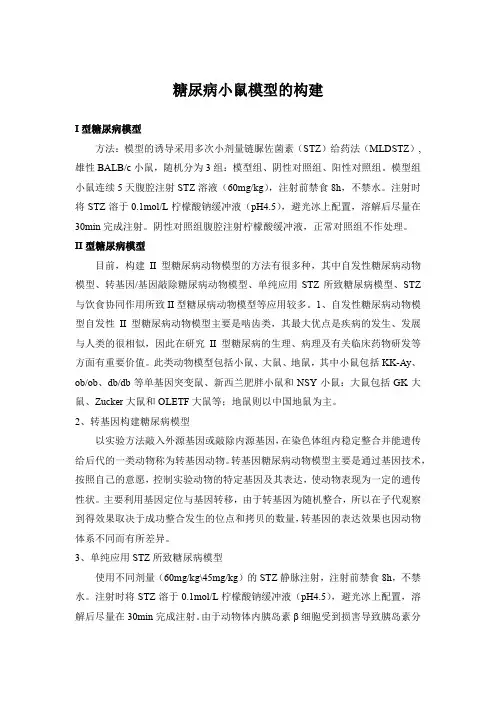 糖尿病小鼠模型的构建