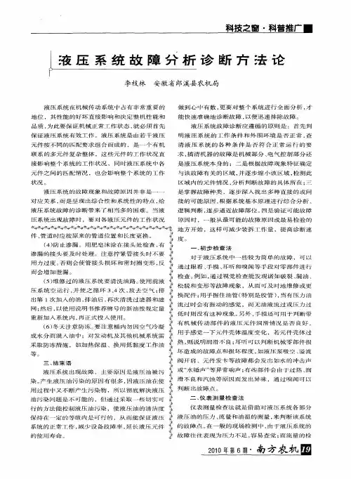 液压系统故障分析诊断方法论