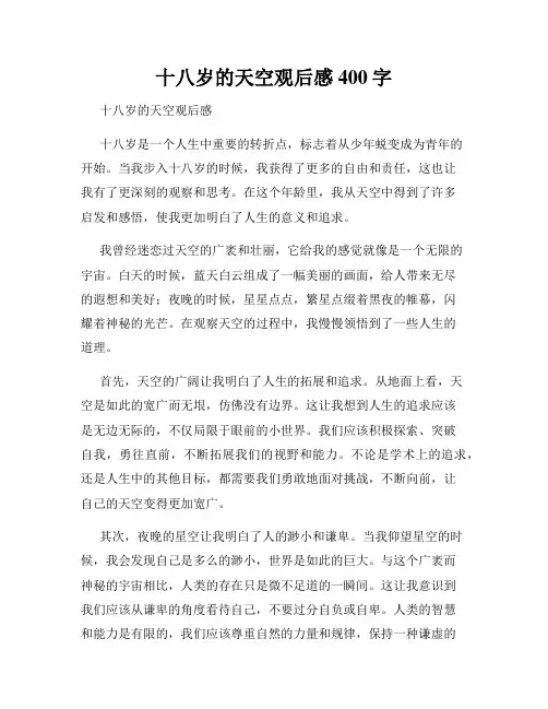 十八岁的天空观后感400字