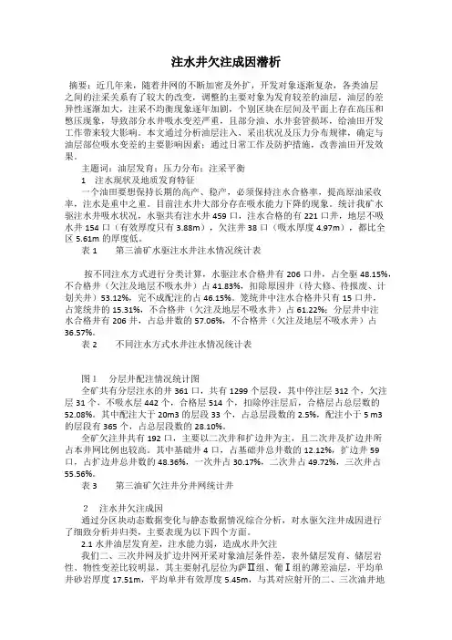 注水井欠注成因潜析
