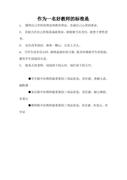 作为一名好教师的标准