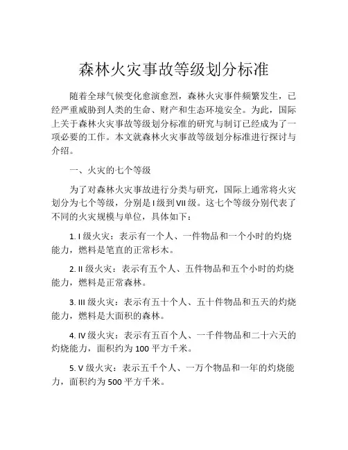 森林火灾事故等级划分标准