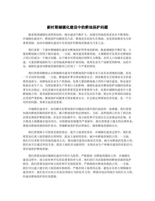 新时期城镇化建设中的耕地保护问题