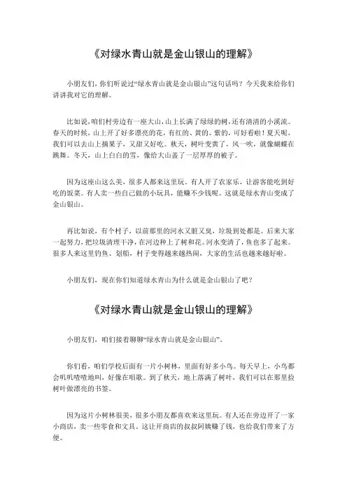 对绿水青山就是金山银山的理解800字