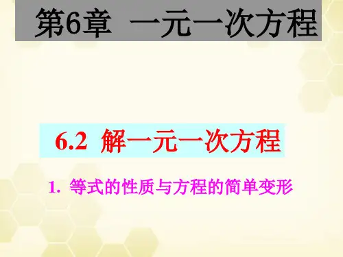 华东师大版七年级下册数学课件：6.等式的性质与方程的简单变形2(共21张)