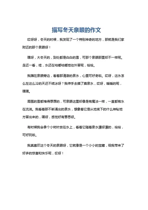 描写冬天泉眼的作文
