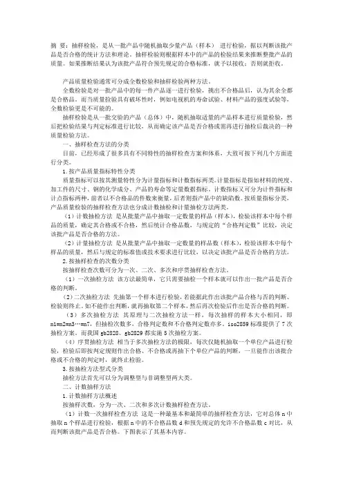 产品质量检验抽样方法简述