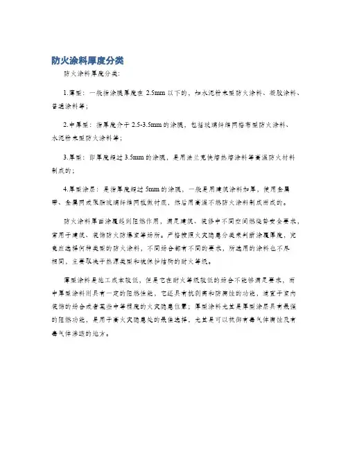 防火涂料厚度分类