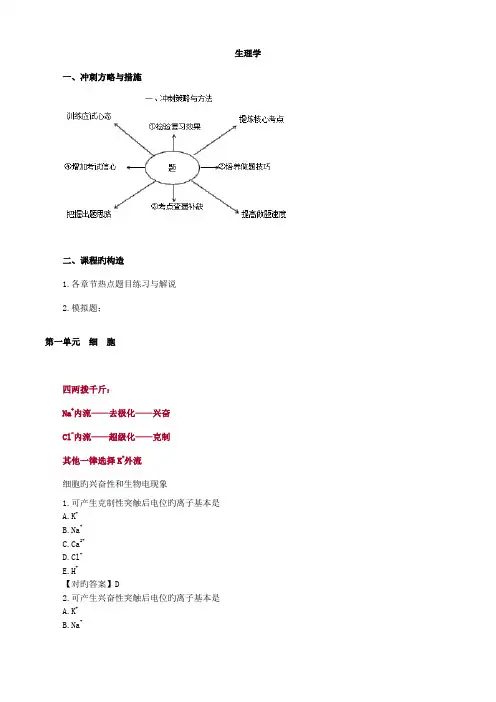 2022年执业医师考试重点生理学