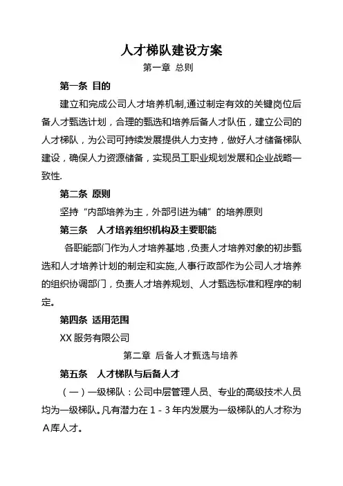 人才梯队建设方案
