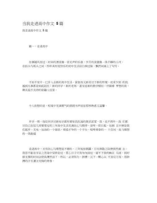 当我走进高中作文5篇