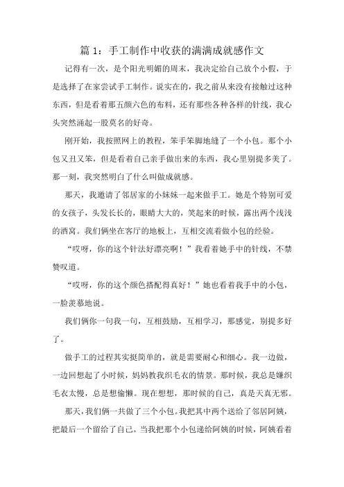 手工制作中收获的满满成就感作文精选10篇