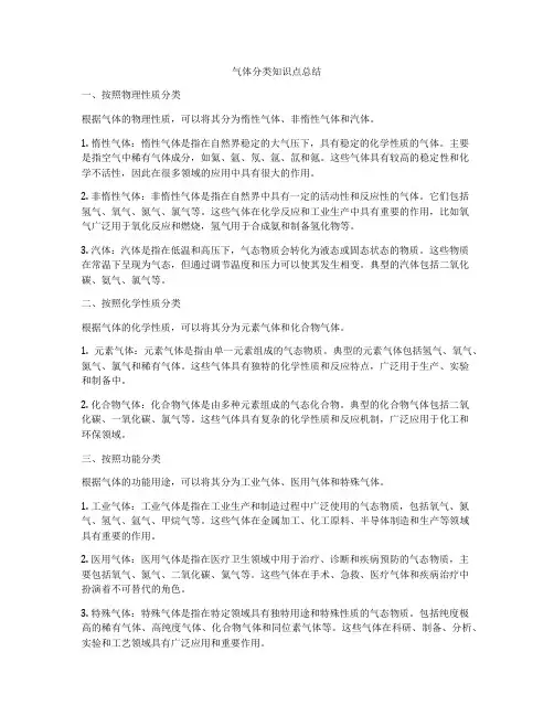 气体分类知识点总结
