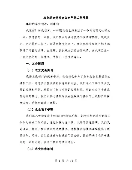农业综合开发办公室年终工作总结（四篇）