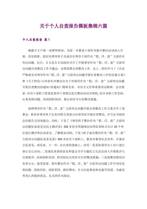 关于个人自查报告模板集锦六篇