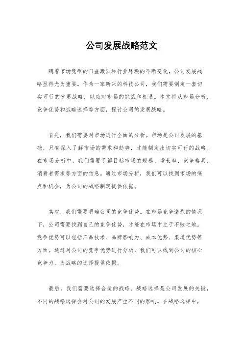 公司发展战略范文