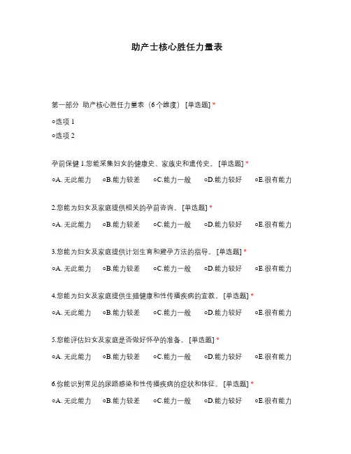 助产士核心胜任力量表