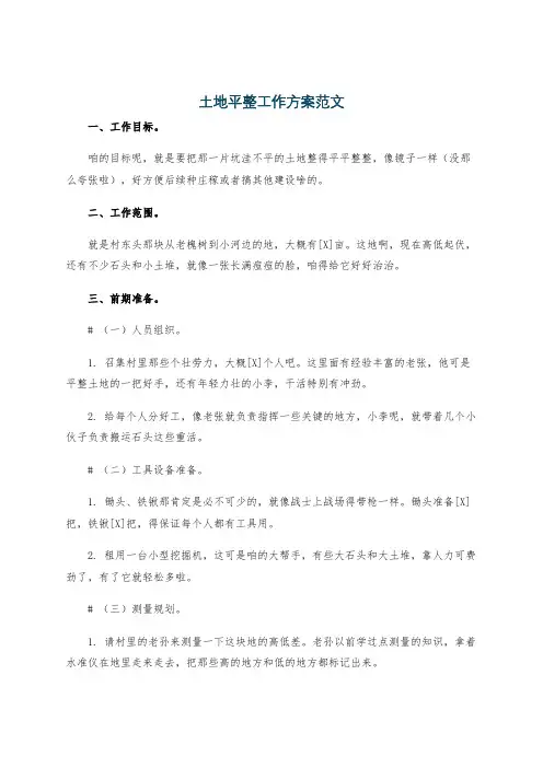 土地平整工作方案范文