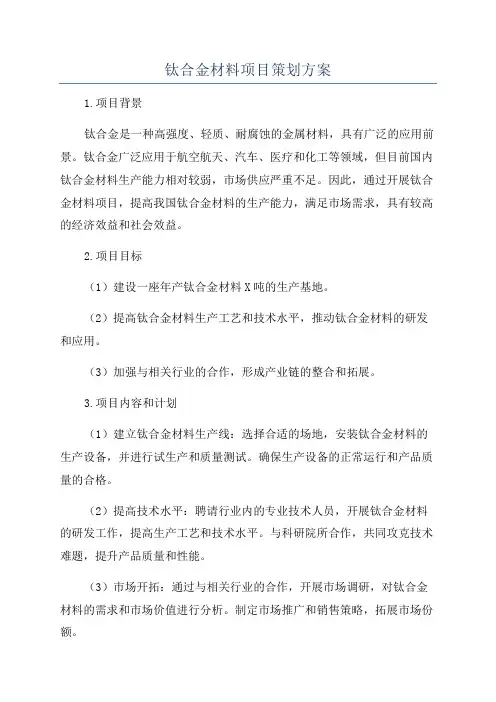钛合金材料项目策划方案