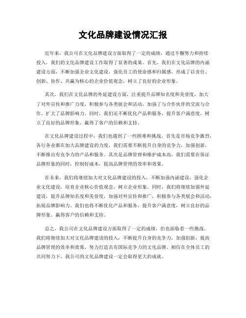 文化品牌建设情况汇报