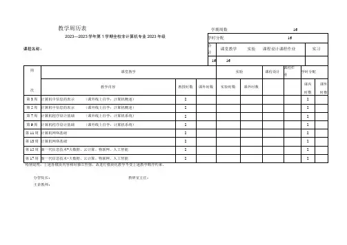 大学计算机基础-教学周历