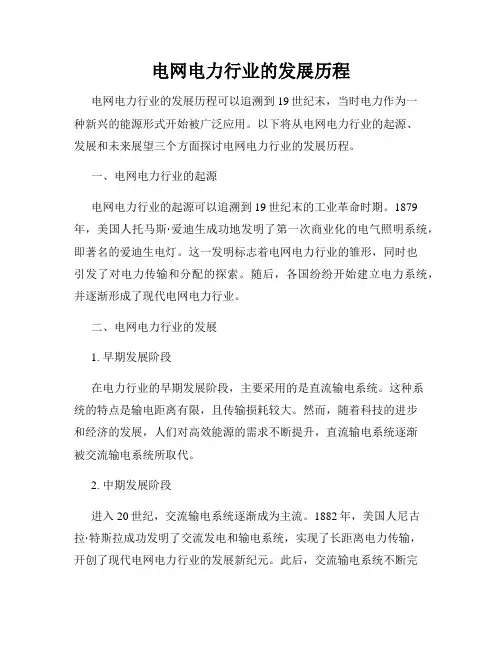 电网电力行业的发展历程