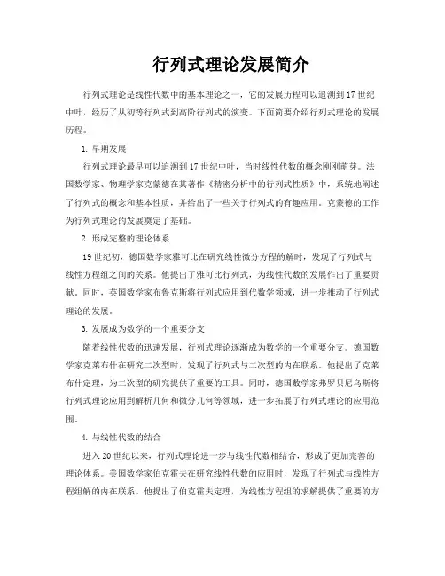 行列式理论发展简介