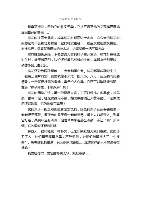 桂花赞作文600字_小学六年级作文_