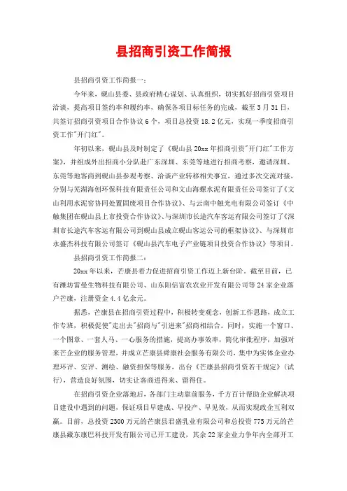 县招商引资工作简报