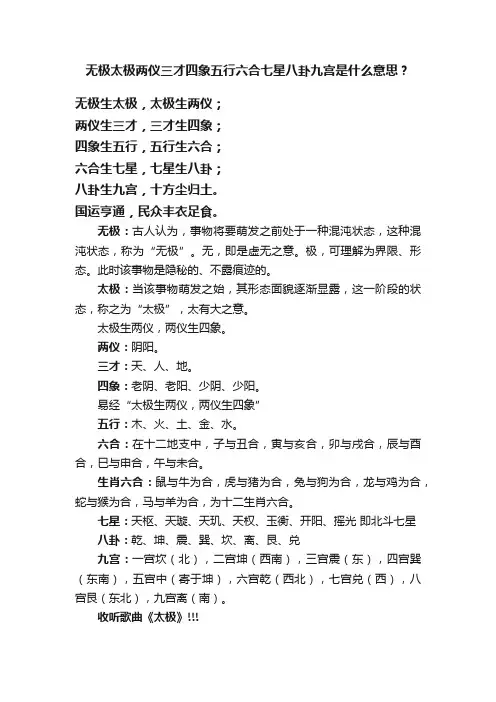 无极太极两仪三才四象五行六合七星八卦九宫是什么意思？