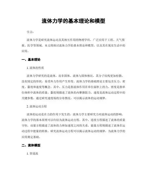 流体力学的基本理论和模型