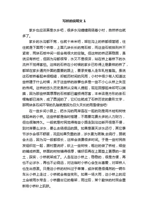写桥的说明文600字（精选26篇）