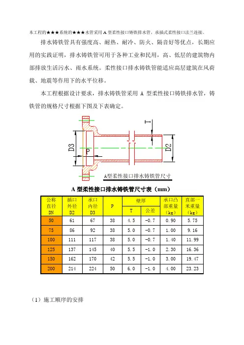 A型柔性法兰连接排水铸铁管施工工艺