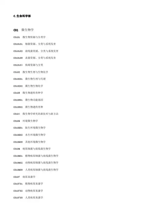国家自然科学基金申请代码