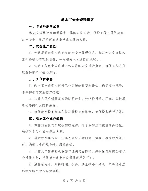 软水工安全规程模版