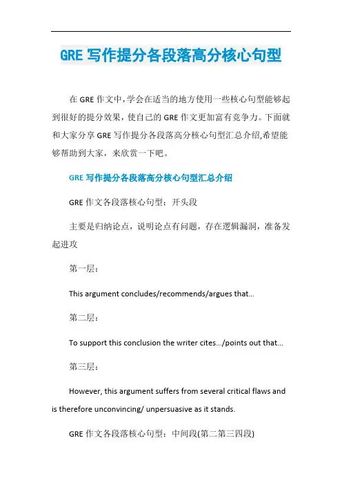 GRE写作提分各段落高分核心句型