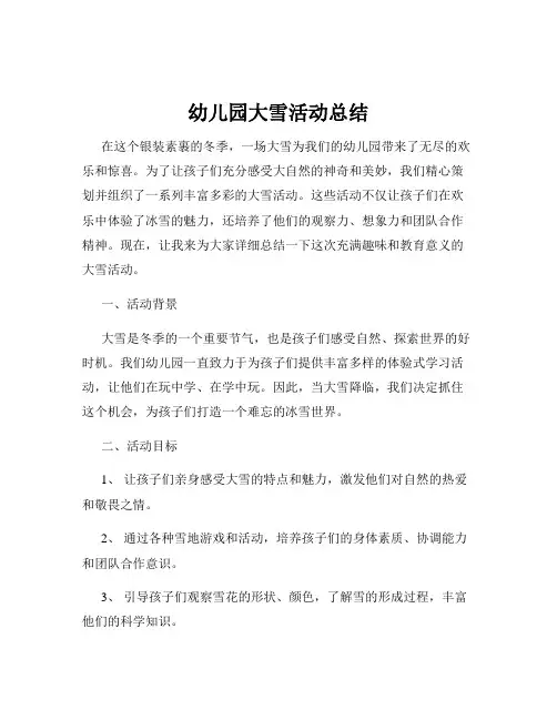 幼儿园大雪活动总结