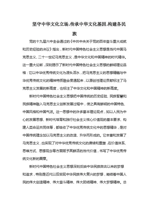 坚守中华文化立场,传承中华文化基因,构建各民族
