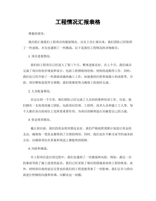 工程情况汇报表格