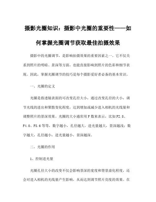 摄影光圈知识：摄影中光圈的重要性——如何掌握光圈调节获取最佳拍摄效果