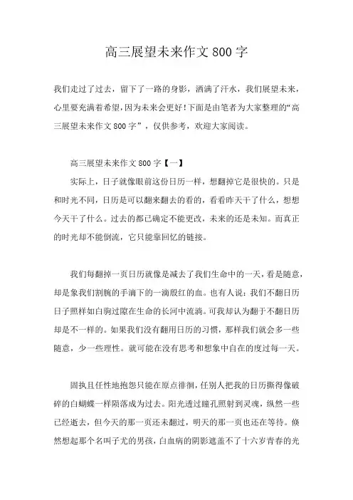 高三展望未来作文800字