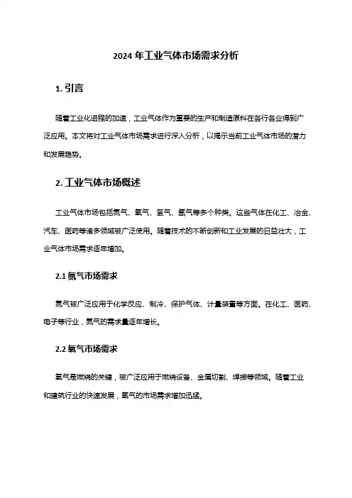 2024年工业气体市场需求分析